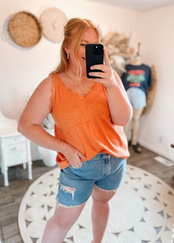 Good Directions Lace Tank in Tangerine