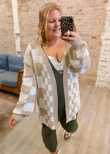 Latte Afternoons Checkered Cardigan