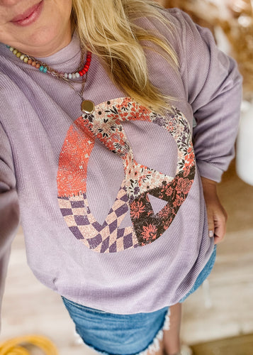 Corded Peace Sign Pullover