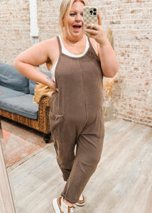 Kacey Ribbed Jumpsuit In Brown