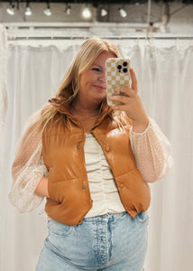 Faux Leather Vest in Chestnut