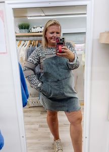 Charcoal Corduroy Jumper Dress in Plus