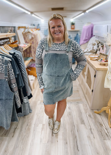 Charcoal Corduroy Jumper Dress in Plus