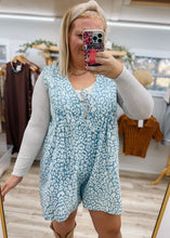 Load image into Gallery viewer, Denim Leopard Romper