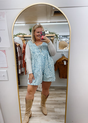 Denim Leopard Romper