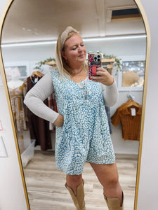 Denim Leopard Romper