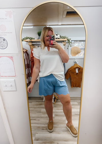 Blue Skies Scalloped Short