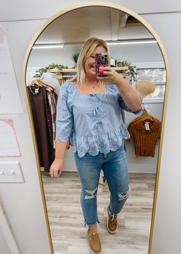 Fall Afternoons Eyelet Top