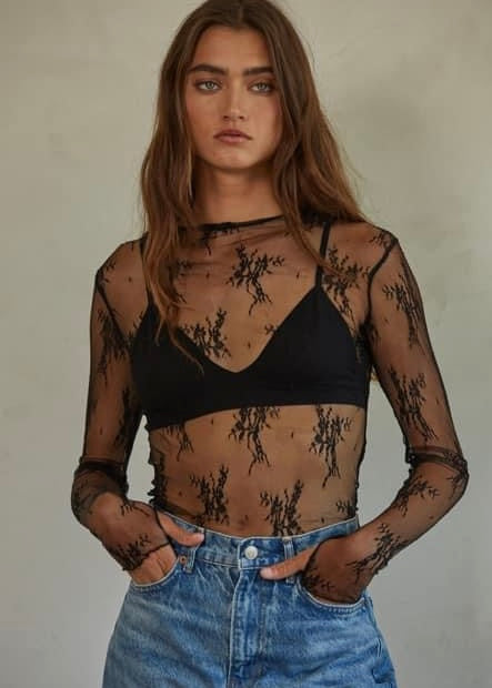 Black Lace Layering Top