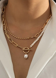 Pearl Layered Toggle Necklace