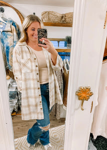 Center Of It All Long Plaid Shacket