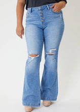 Load image into Gallery viewer, Kancan High Rise Distressed Flare Denim